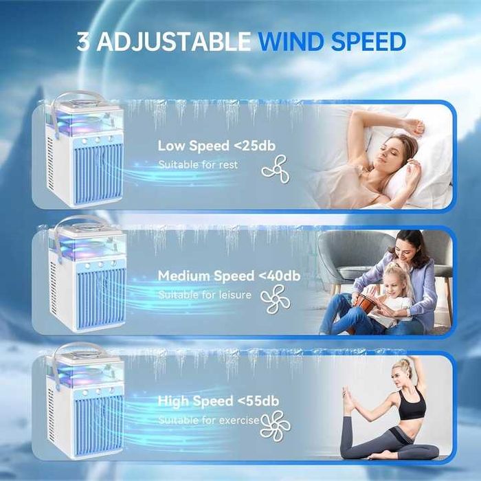 4w1 Nawilżacz powietrza/Przenośny klimatyzator z pudełkami na lód, APP