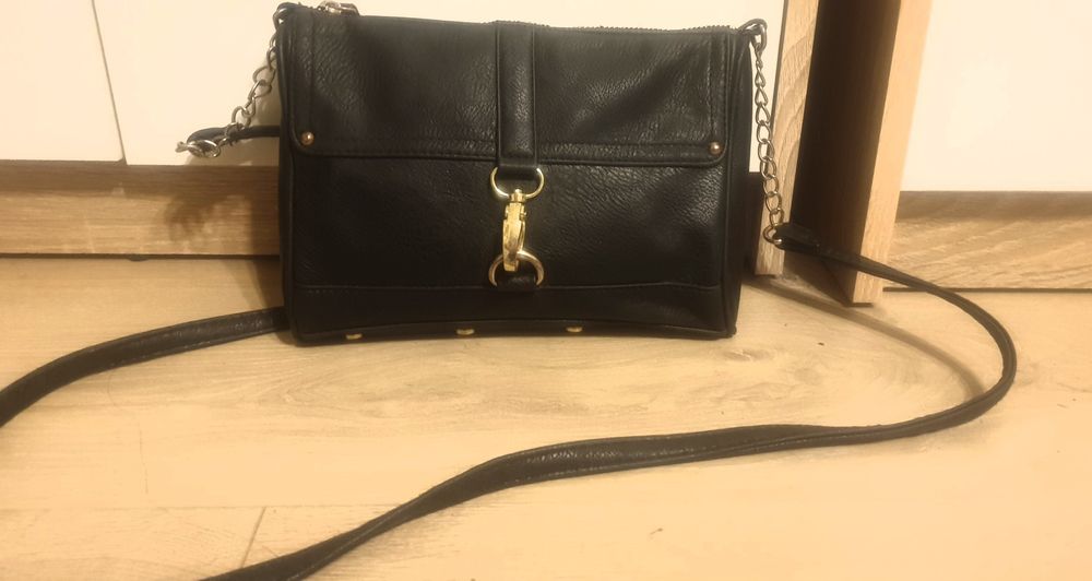 Torebka torba mała czarna F&F eko skóra łańcuszek