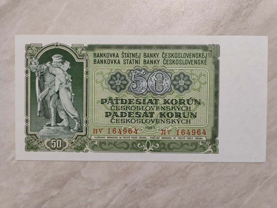 Banknot Czechosłowacja - 50 koron z 1953 r.