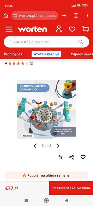 Saltitão Bebé - como novo