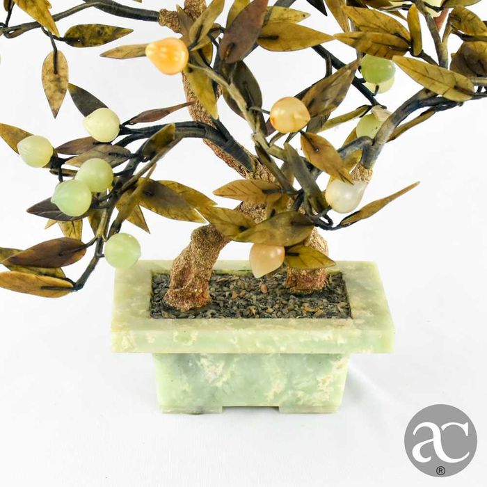 Árvore bonsai, China, feito em pedra, quartzo e jade n3