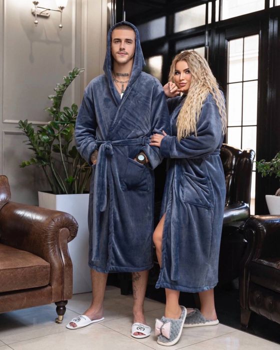 Халат чоловічий / жіночий махровий . Теплі халати однотонні