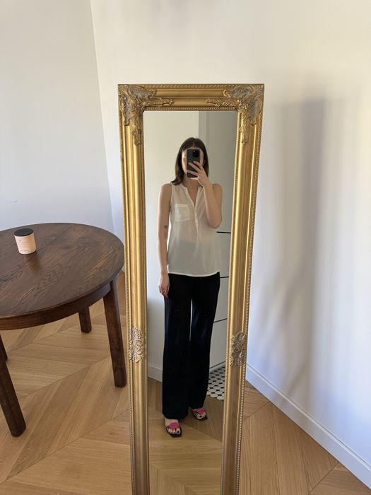 H&M biała bluzka bez rękawków 36 S off white dekolt v koszula