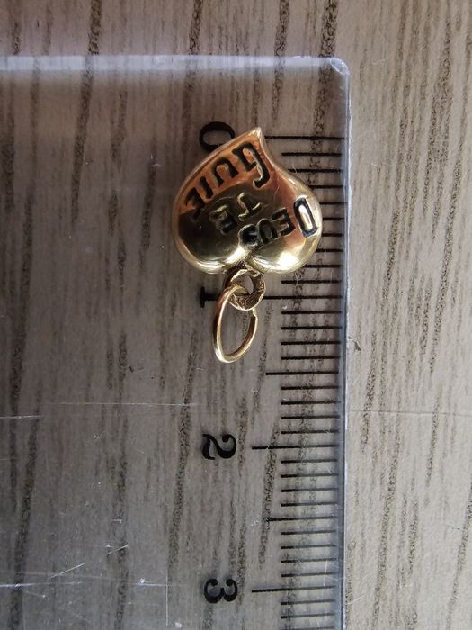 Pinguente coração ouro 19k Deus te guie