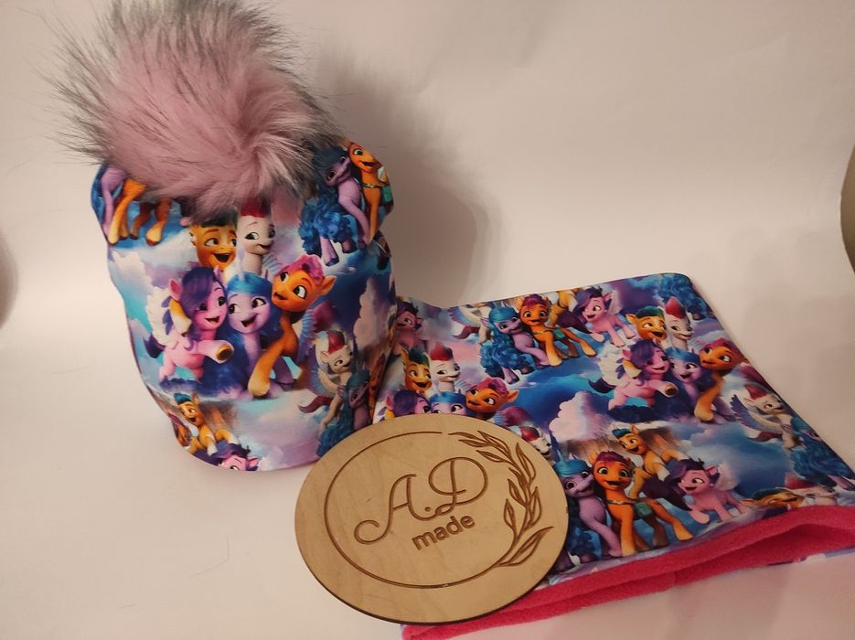 Komplet czapka komin ocieplany My little pony Pompon