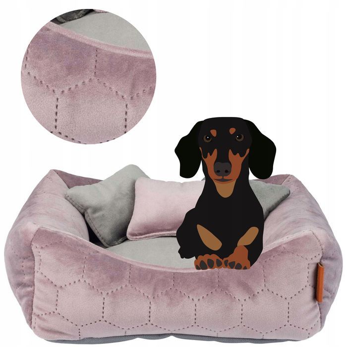 legowisko z poduszkami chihuahua york maltańczyk 45x45x12 cm różowe