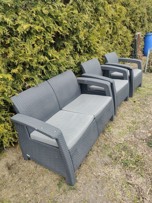 Meble ogrodowe technoratan sofa + 2 fotele