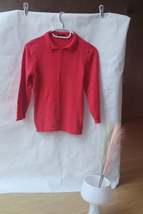 Mohito piękny czerwony sweter sweterek S kołnierzyk XS 34 elegancki