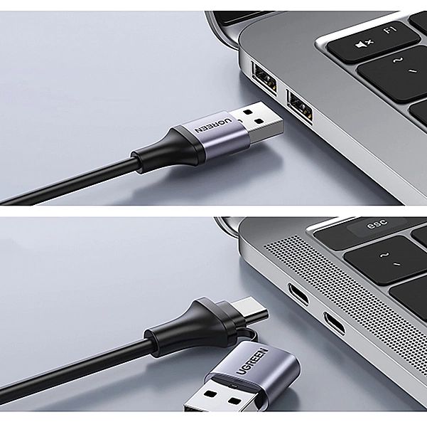 Adapter Ugreen CM489, 40189 HDMI (żeński) - USB-A / USB-C (męski) - sz