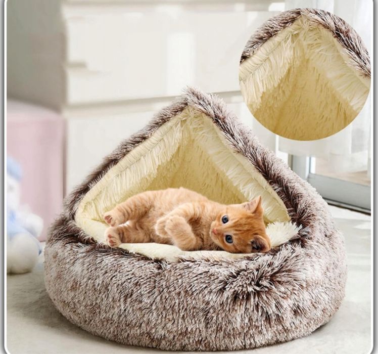 Legowisko Poduszka Kojec Dla Kota Psa Pluszowe Duże Domek Buda 2w1