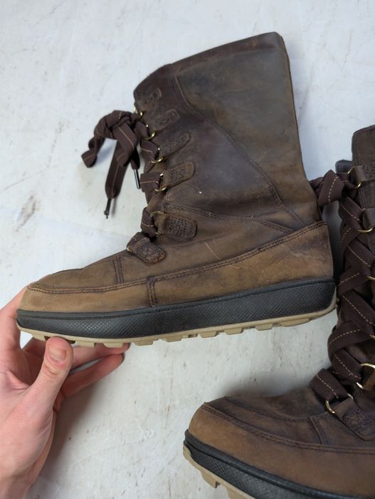 Brązowe śniegowce skórzane wodoodporne Timberland