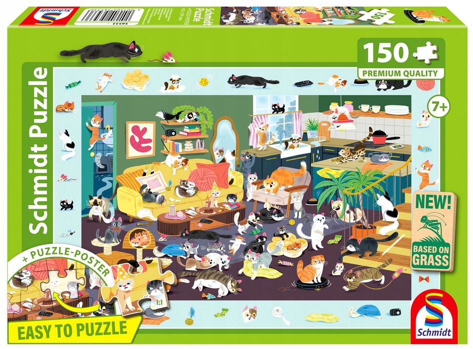 Puzzle Schmidt Spiele Schmidt 150 elementów Schmidt Spiele - Puzzle PQ Puzzle 150 el. Wszędzie koty. Schmidt Spiele. Nowy Produkt