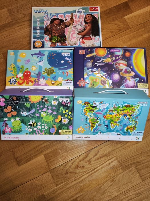 Набір пазлів Trefl та Dodo (5 шт) — Ваяна, Космос, Тварини