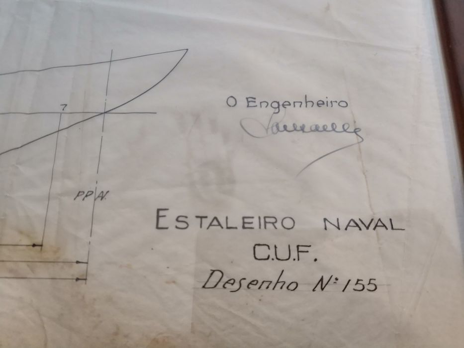 Desenho construção do Lugre Santa Maria Manuela