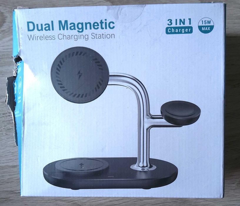 Dual Magnetic 3w1 ładowarka indukcyjna stacja ładująca do iphone Apple