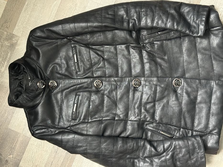 Шкіряна утеплена куртка