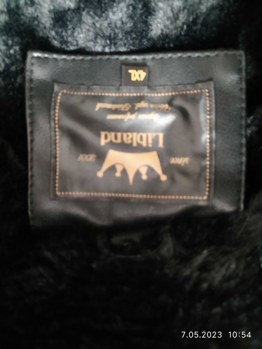 Zimowy, ocieplany płaszcz ze skóry ekologicznej libland