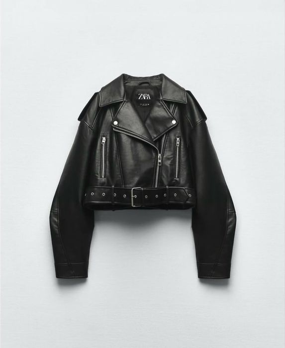 Zara укорочена шкіряна куртка