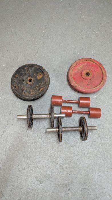 Discos 10/15 kg + Halteres
