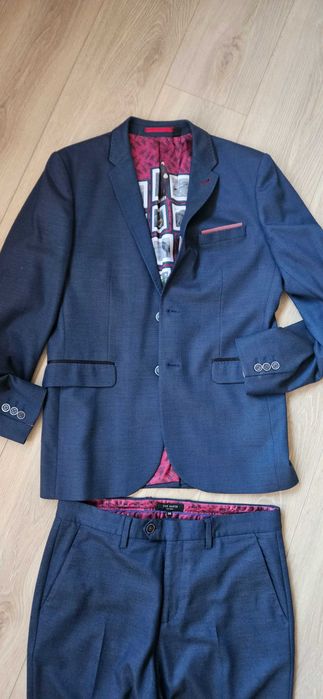 Ted Baker London roz. M 32R granatowy garnitur o kroju slim-fit