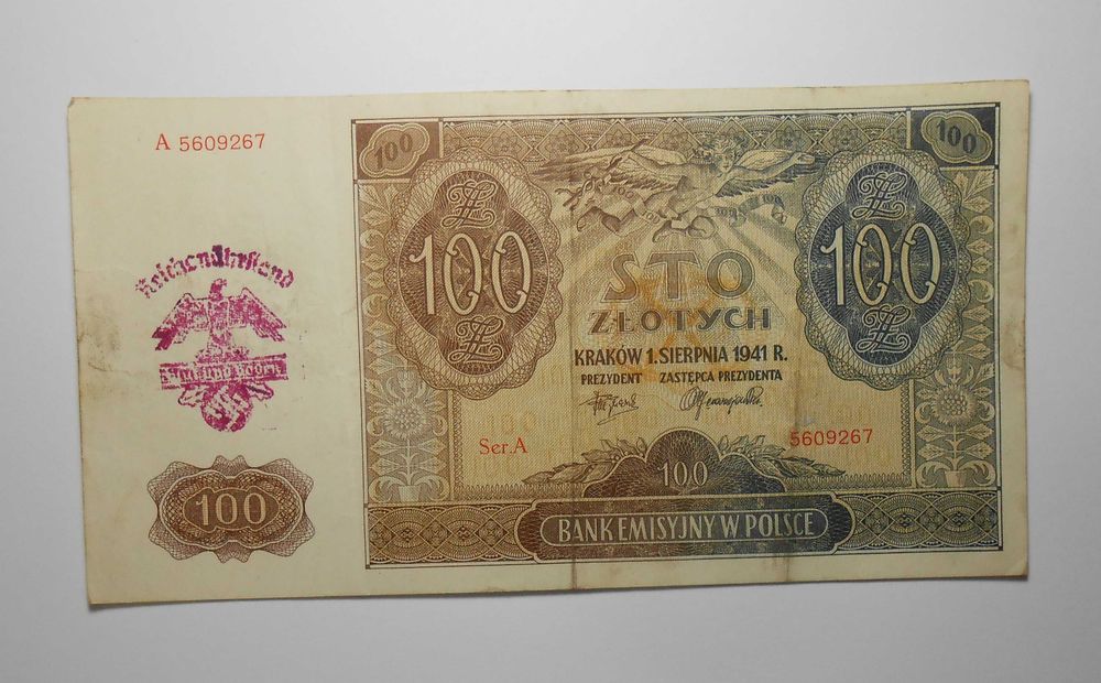 stary banknot kolekcjonerski 100 zł 1941