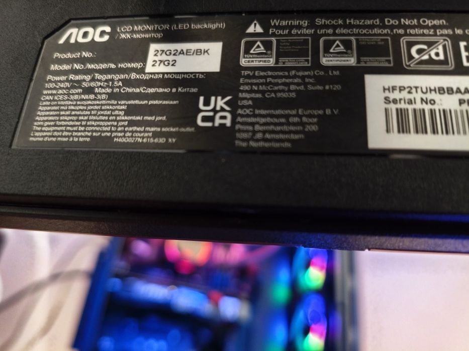 Monitor AOC 27 polegadas 144hz