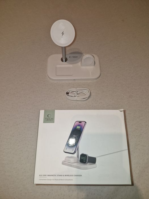 Ładowarka indukcyjna TECH-PROTECT A22 3w1 15W Biały MagSafe