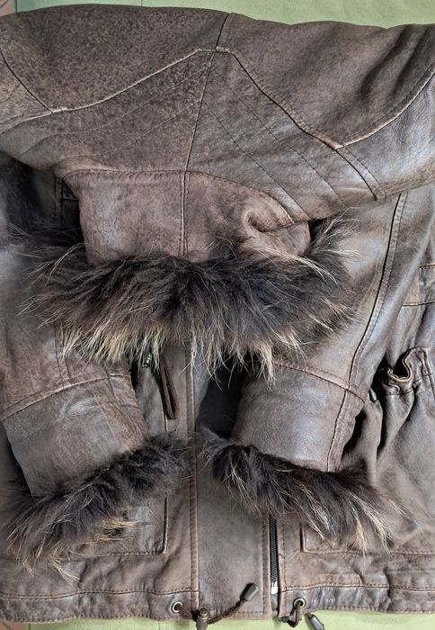 Kurtka skórzana z futerkiem z jenota