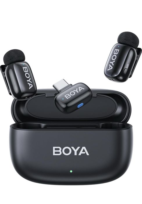 BOYA Mini microfone sem fios (2TX+1RX) conector USB-C