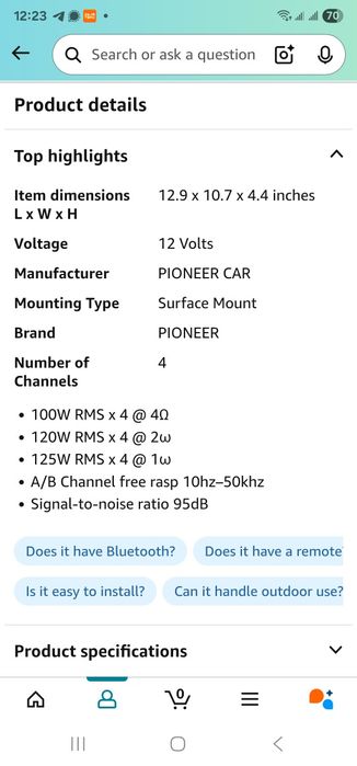 Підсилювач автомобільний Pioneer