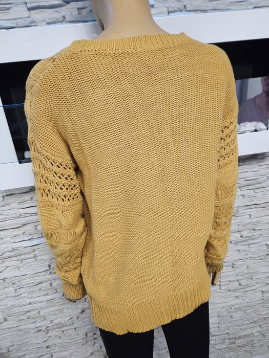 Sweter musztardowy ażurowy Next rozmiar S