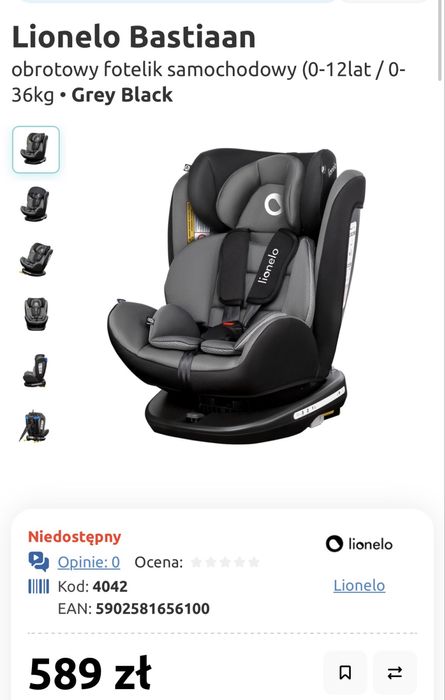Fotelik samochodowy Lionelo Bastiaan isofix 0-36kg