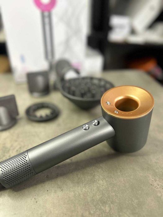 Фен Dyson сірий рожевий, 5 насадок, новинка, швидка сушка