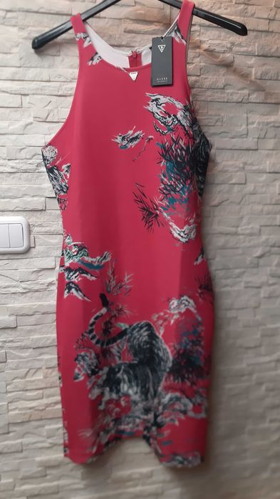 ?Sukienka Guess M/L 38 róż ,różowa pink , tygrys uciągliwa,