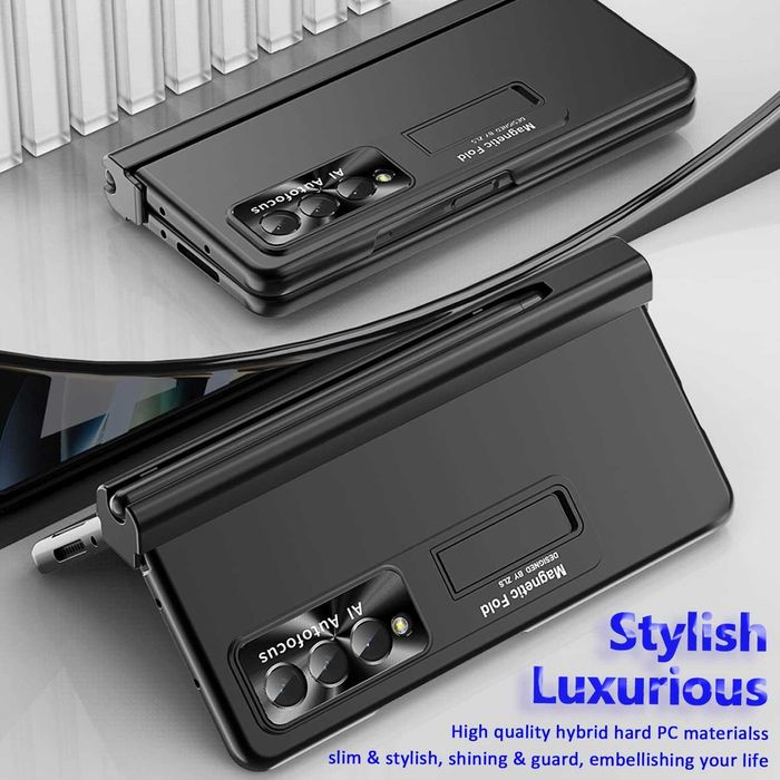 Etui do Samsung Galaxy Z Fold 4 z rysikiem stojakiem czarny