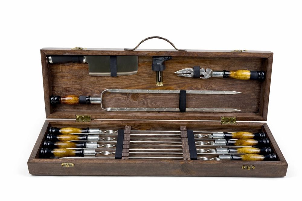 Набор шампуров в деревянном кейсе ОРИОН