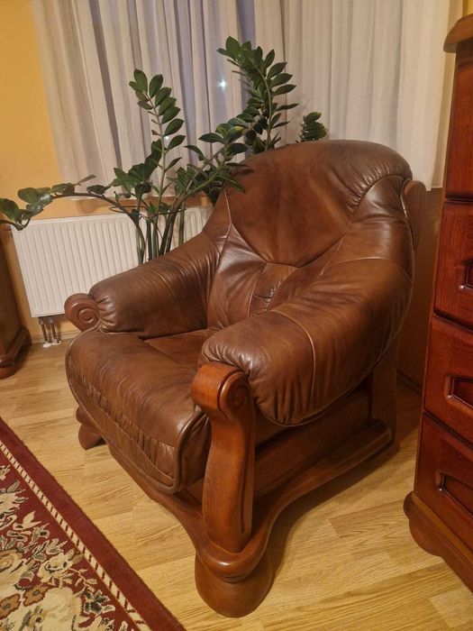 Skórzany komplet wypoczynkowy f-my Kler (kanapa + 2 fotele)