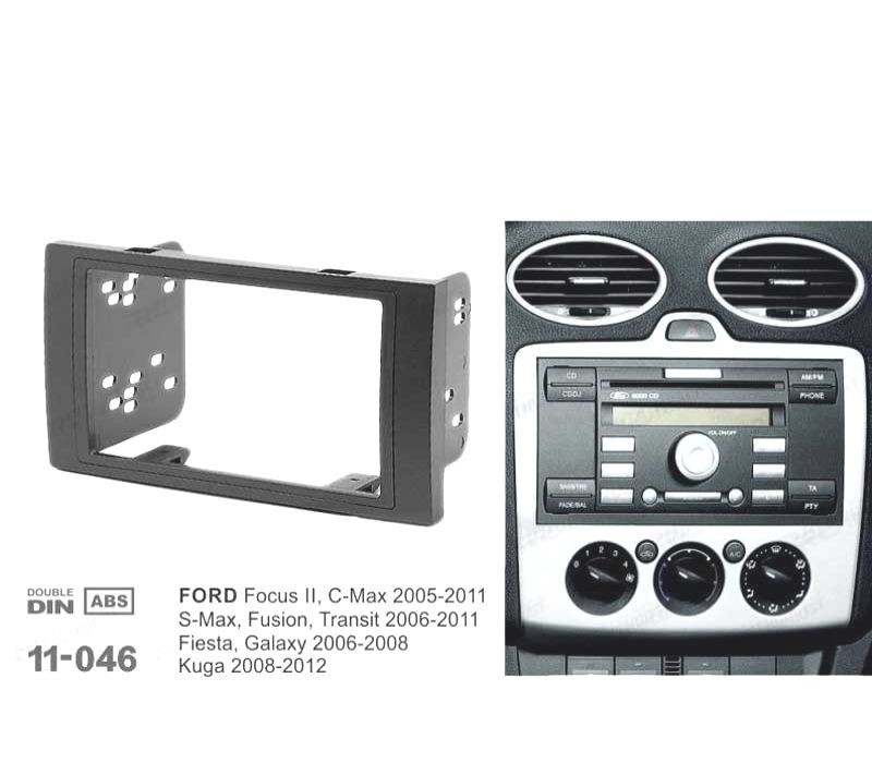 MOLDURA ADAPTADOR PRETO PARA RADIO 2-DIN PARA FORD FOCUS C-MAX S-MAX FUSION TRANSIT FIESTA GALAXY KUGA