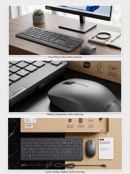 Lenovo Professional Keyboard & Mouse (EN) Bluetooth Recarregável Novo