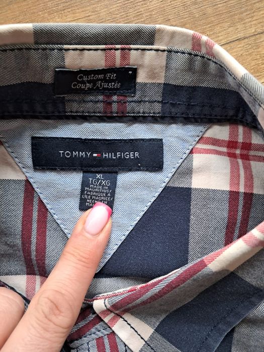 Koszula Tommy Hilfiger XL kratka krótki rękaw granat Bawełniana