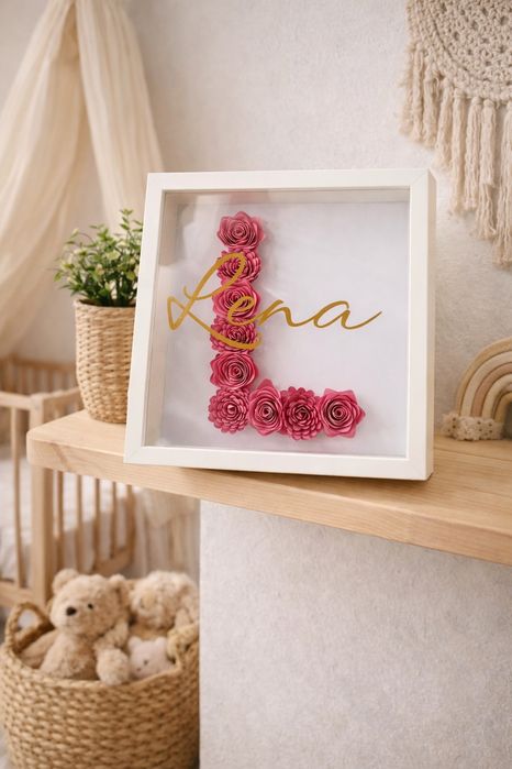 Ramka z imieniem dziecka monogram metryczka nowa handmade