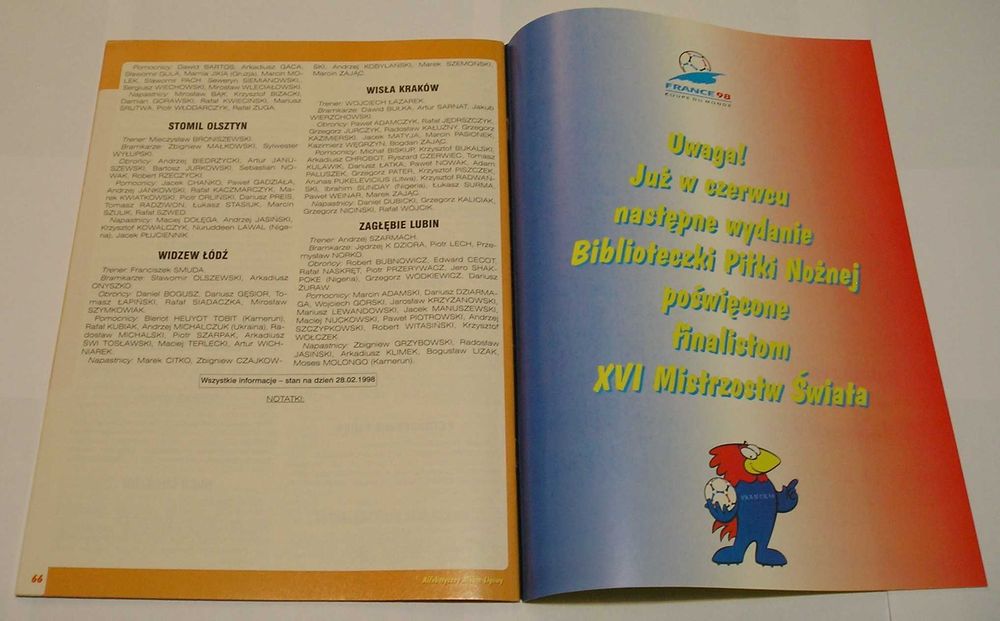 PIŁKA NOŻNA Alfabetyczny Album Ligowy - 1998