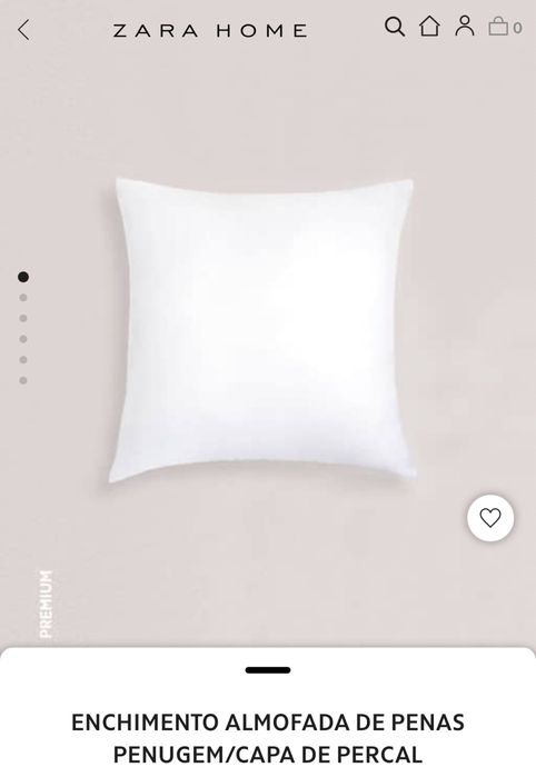 Enchimento de Almofada de Penas/penugem Capa de Percal Zara Home NOVO