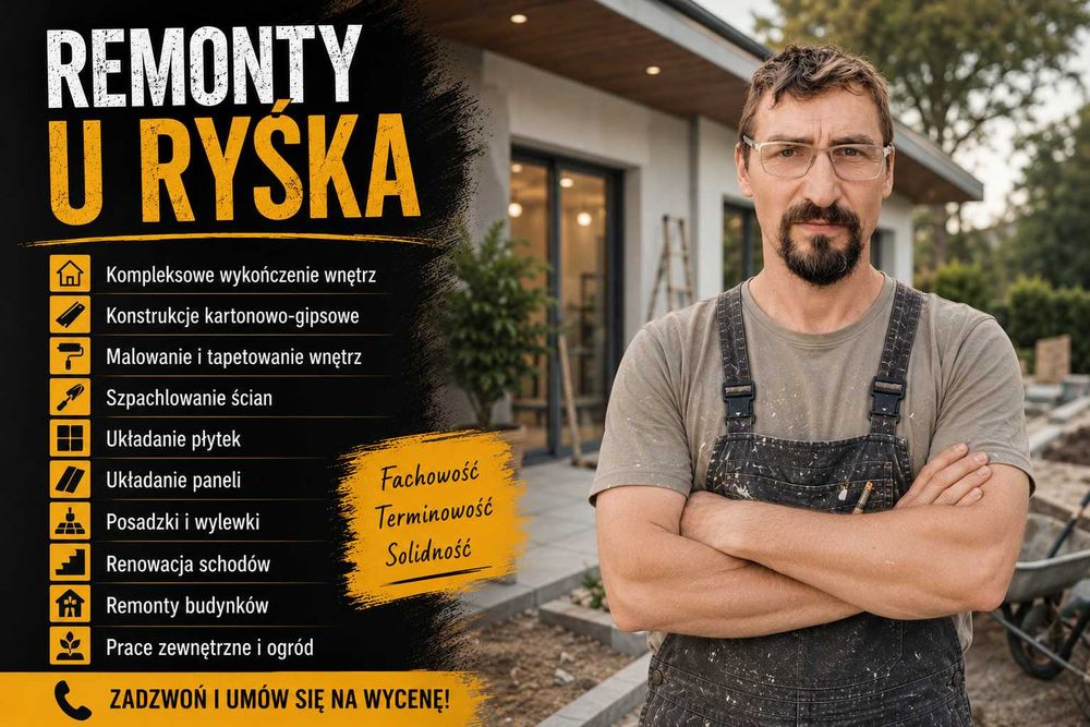 Kompleksowe Remonty Wnętrz, Płytki, Gładzie | Kraków, Miechów,Kielce, Śląsk i okolice
