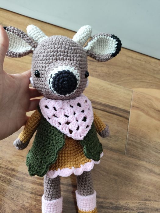Maskotka Pani Jelonek łania handmade przytulanka
