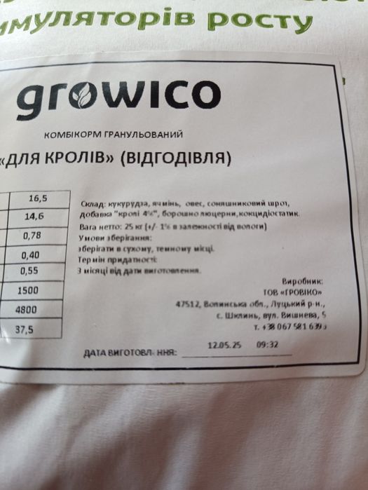 Повнораціоннийний корм для кролів growico