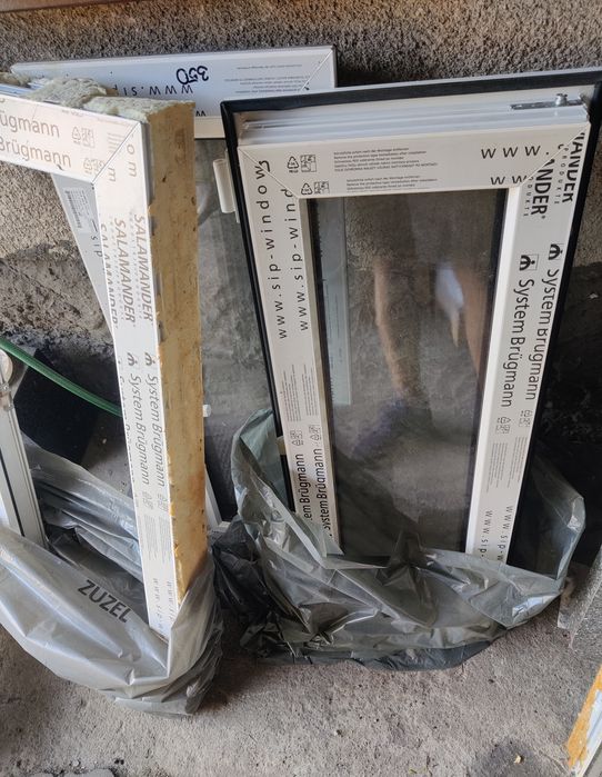 Okna plastikowe poziome okno 95 x 42 cm PCV grafit antracyt