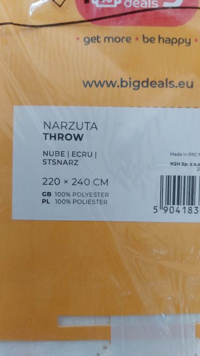 Nowa narzuta kremowa Throw Homla 220x240 cm