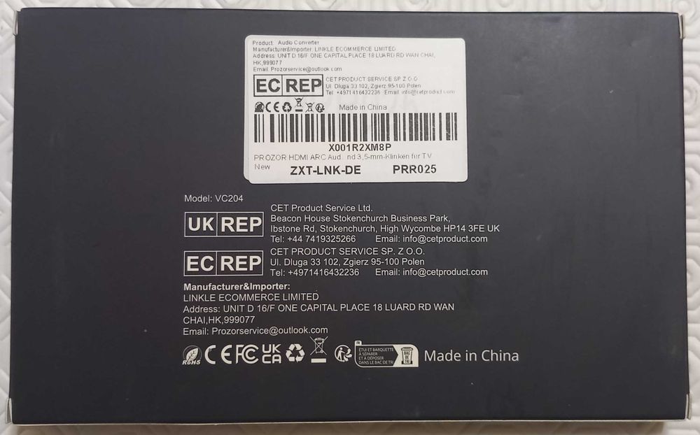 DAC PROZOR 192kHZ - 24bit : HDMI eARC to RCA Stereo [Pro Version]