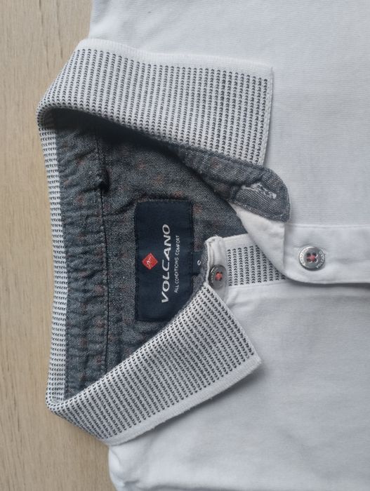 Polo T-shirt koszulka Volcano krótki rękaw biały r. S